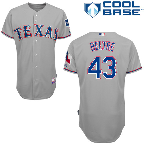 Engel Beltre #43 MLB Jersey-Texas Rangers Men's Authentic Road Gray Cool Base Baseball Jersey